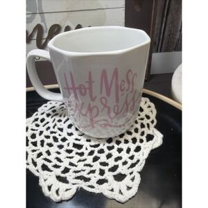 Hot Mess Express Coffee Mug Prima Designs Pink White Polka Dot Octagonal Sturdy